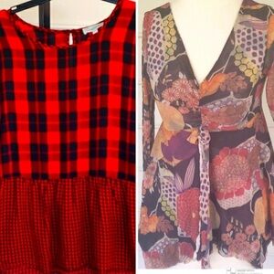 Chehalis buffalo plaid, Johnny Heaven sheer top size L junior